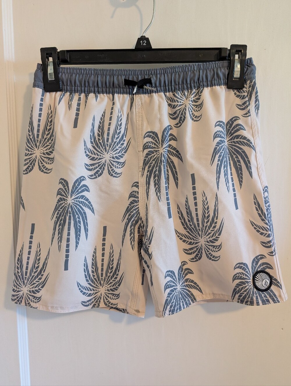 Volcom Boys UPF 50 Beige Palm-Print Swim Shorts
